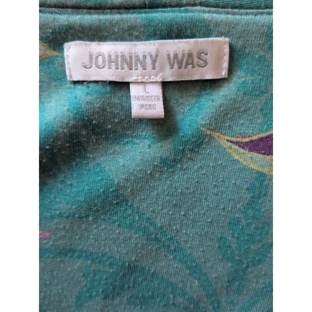 Johnny Was Robe LG Teal Verdino Floral Patterned Wrap Robe Belted, Pockets. - Picture 9 of 12